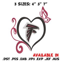 Atlanta Falcons Heart embroidery design, Falcons embroidery, NFL embroidery, sport embroidery, embroidery design