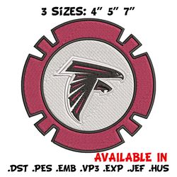 atlanta falcons poker chip ball embroidery design, atlanta falcons embroidery, nfl embroidery, logo sport embroidery