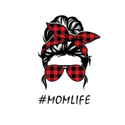 mom life messy bun svg, mothers day svg, mom life svg, plaid mom svg, plaid bandana svg, messy bun svg, cool mom svg, mo