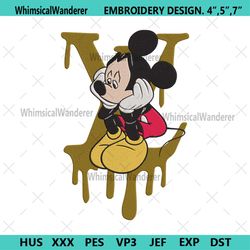 mickey mouse sad lv dripping logo embroidery design