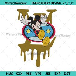 mickey universal lv dripping logo embroidery design file