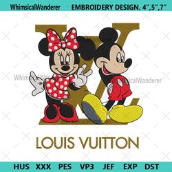 lv cartoon mouse couple logo embroidery design files