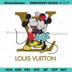 mickey minnie couple lv logo embroidery design download