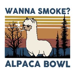 wanna smoke alpaca bowl svg, trending svg, vintage svg, alpaca bowl svg, alpaca svg, smoking svg, alpaca smoking svg, vi