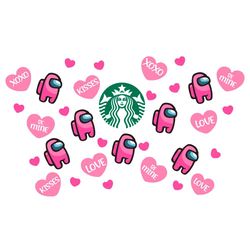 starbucks cold cup among us love svg, trending svg, among us love svg, starbucks wrap svg, starbuck cold cup svg, valent