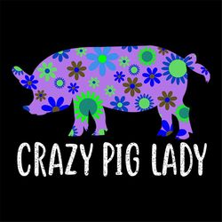 cute crazy pig lady floral design funny animal svg