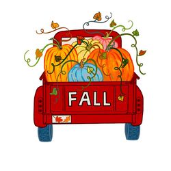 fall pumpkin truck red vintage old pickup with pumpkins svg