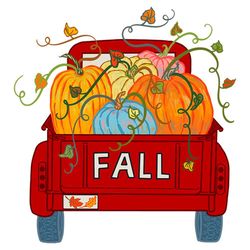 fall pumpkin red truck vintage old pickup with pumpkins svg