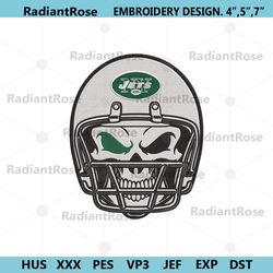 skull helmet new york jets logo nfl embroidery design