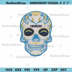 skull mandala los angeles chargers nfl embroidery design download
