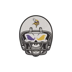 skull helmet minnesota vikings logo nfl embroidery design