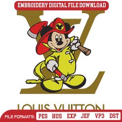 louis vuitton fireman mickey emboridery design instant download