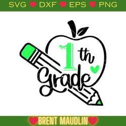 1th grade apple svg, first day of school svg, 1th grade