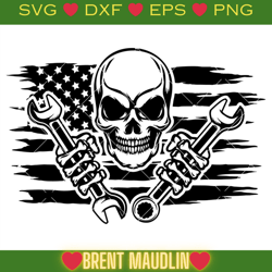 usa flag skull mechanic svg, mechanic logo svg, mechanic