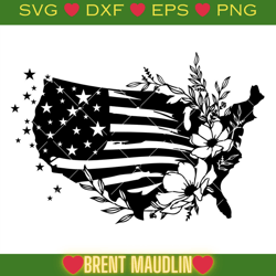 usa map flower svg, usa border svg, 4th july flag svg