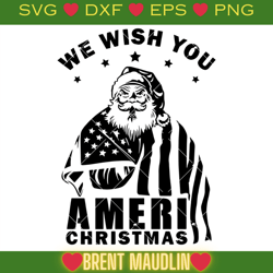 we wish you a merry christmas svg, santa flag svg, patriotic