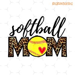 softball mom leopard heart baseball sublimation png