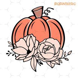 pumpkin svg, thanksgiving svg, fall svg, floral pumpkin png, autumn svg, halloween svg