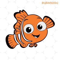 nemo svg, nemo silhouette cut file, orange svg file cricut, fish cartoon, baby shower, instant download