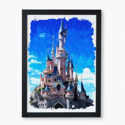 disney land watercolor, watercolor painting, wall art, digital painting, printable digital, digital watercolor, painting