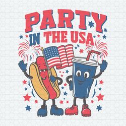 party in the usa patriotic hotdog and soda cup svg