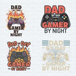 dad by day gamer by night svg png bundle