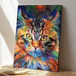 abstract surreal cat canvas, cat canvas poster, cat wall art, gifts for cat lovers