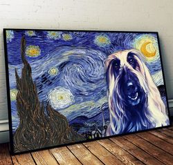 afghan hound poster & matte canvas, dog wall art prints, painting on canvas