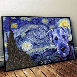 airedale terrier poster & matte canvas, dog wall art prints, canvas wall art decor