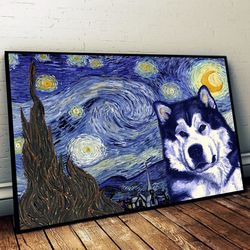 alaskan malamute poster & matte canvas, dog wall art prints, canvas wall art decor