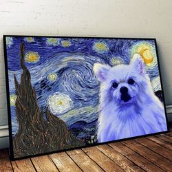 american eskimo poster & matte canvas, dog wall art prints, canvas wall art decor