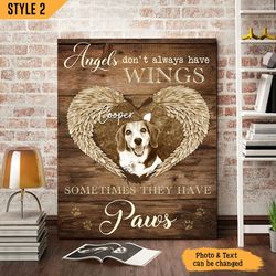 angels don't always have wings sometimes they have paws dog personalized wall art canvas