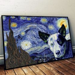 australian cattle dog poster & matte canvas, dog wall art prints, canvas wall art decor