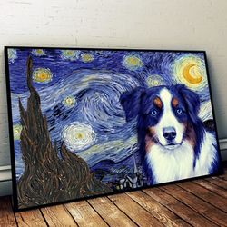 australian shepherd poster & matte canvas, dog wall art prints, canvas wall art decor