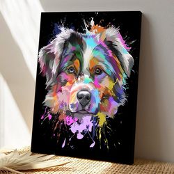 australian shepherd splash, dog canvas poster, dog wall art, gifts for dog lovers