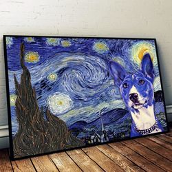 basenji poster & matte canvas, dog wall art decorator, painting on canvas