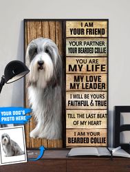 bearded collie personalized poster & canvas, dog canvas wall art, dog lovers gifts