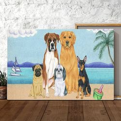dog landscape canvas, great outdoors lakeside, canvas print, dog painting posters, dog wall art canvas