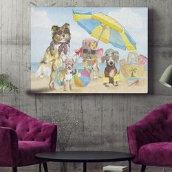 dog landscape canvas, summer paws, canvas print, dog wall art canvas, dog poster printing