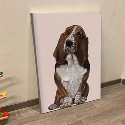 dog portrait canvas, bassett hound, canvas print, dog poster printing, dog wall art canvas