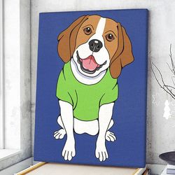 dog portrait canvas, beagle canvas print, dog wall art canvas