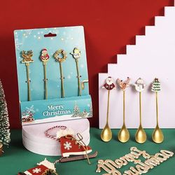 christmas coffee dessert spoons fork new year tableware santa xmas gifts decorations