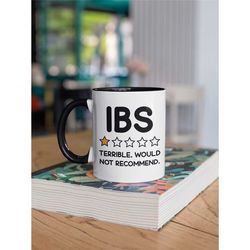 ibs mug, irritable bowel syndrome gifts, funny ibs coffee cup, zero stars terrible would not recommend