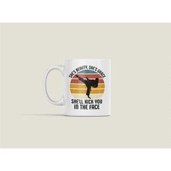 karate woman gifts, taekwondo mug for lady, girl kung fu coffee cup