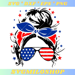 messy bun 4th of july svg, july 4th tank svg, messy bun svg