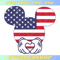 mickey 4th of july svg, heart sign svg, american flag