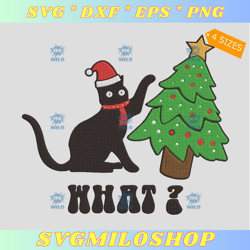 black cat christmas embroidery design  cat christmas tree embroidery design