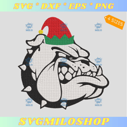 bulldog elf hat embroidery design  elf dog embroidery design