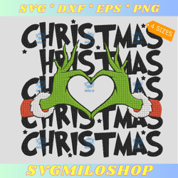 christmas  hand grinch embroidery design  xmas  love grinch embroidery design