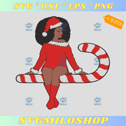 christmas black woman embroidery design  candy cane woman embroidery design